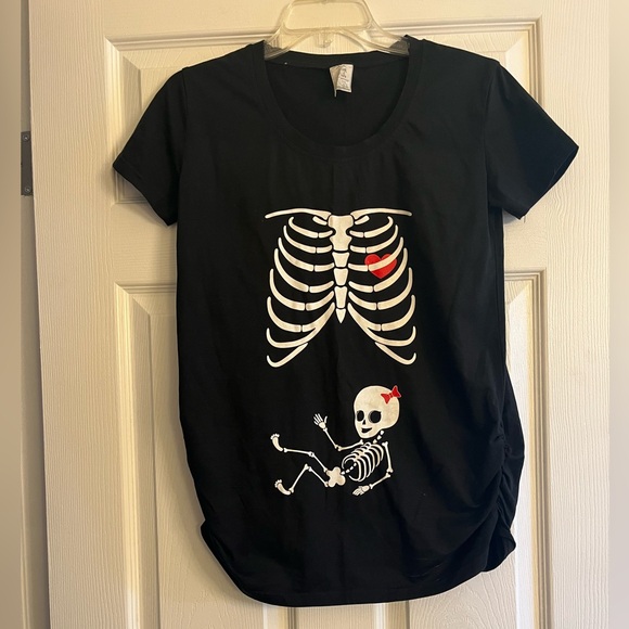 Silk Road Tees Tops - Black Skeleton Maternity Top